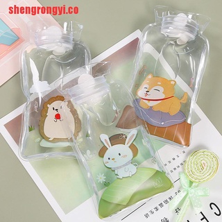 [shengrongyi] Mini botella transparente de agua caliente con dibujos animados Wa