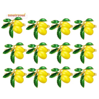 12 piezas de limón servilleta anillos de verano fruta serviette hebilla titular de verano servilleta anillos cena servilleta titular para fiesta, etc