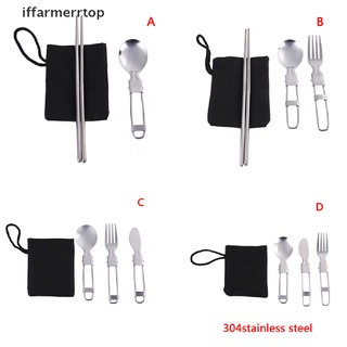 Iffa 1set Portable Travel Picnic Foldable Cutlery Set Spoon Fork Knife Chopsticks .