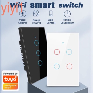 y 1/2/3 gang TUYA WiFi Smart Touch Switch Home Light Botón De Pared 120 X 72 Mm Para Alexa y Google Assistant US Standard yiyi