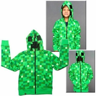 Minecraft Creeper disfraz de niños niños niñas adolescentes sudadera con capucha cremallera abrigo suéter regalos chaqueta