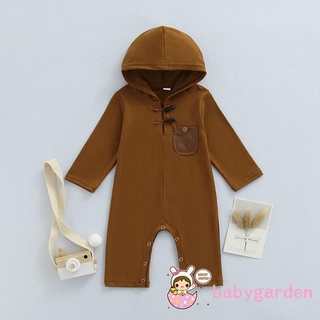 Babygarden-baby Boy Casual con capucha bloque de Color de manga larga mameluco con bolsillo (3)