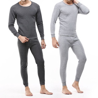 Otoño invierno hombres 2 piezas térmica ropa interior conjunto largo Johns ropa interior ropa de dormir pijama Tops+pantalones