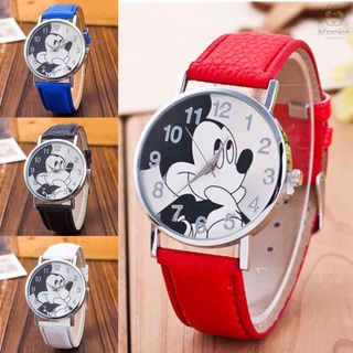 Lindos relojes de cuarzo de Mickey con correa de cuero regalo de navidad para niños y niñas (1)