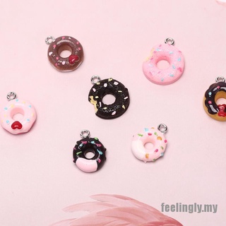 {feel} Set de 10 piezas de resina Donuts Food Charms colgantes de joyería hallazgos DIY manualidades