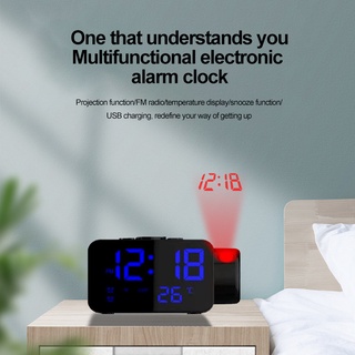 T8 LED Digital Despertador Radio Proyección Con Temperatura Espejo Reloj Multifuncional Mesita De Noche Pantalla KE