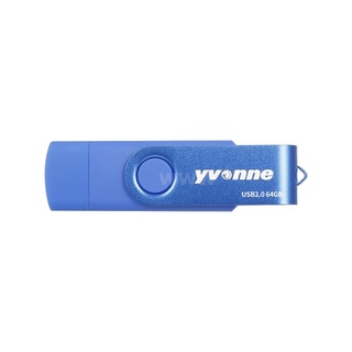 Yvonne YT602-2 USB2.0 U Disk giratorio 64GB OTG USB Flash Drive con doble puerto U disco para teléfono móvil/PC/portátil azul