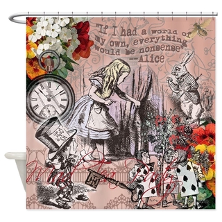 Personalizado Alice in Wonderland Vintage Adventures cortina de ducha de tela decorativa