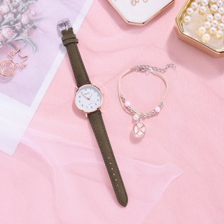 [Reloj + pulsera] Reloj de mujer + Pulsera linda de Sakura Moda simple Estudiante informal (6)