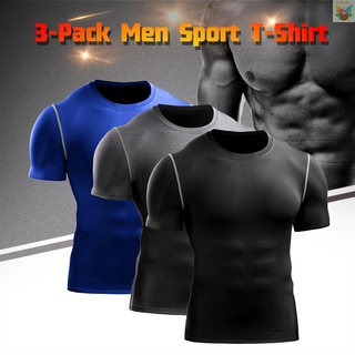 3 unidades de camisa deportiva para hombre con cuello redondo y secado rápido para gimnasio/ejercicio/fitness/correr