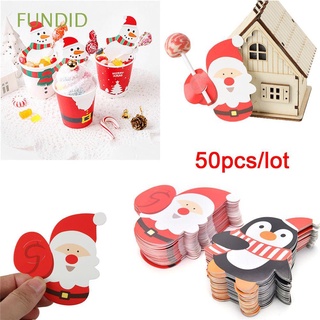 fundid 50 unids/lote lindo paquete de regalo decoración muñeco de nieve tarjetas de papel de navidad invitaciones diy pingüino santa claus piruleta