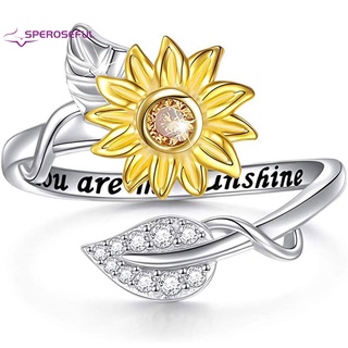 anillos de girasol de cristal de moda para mujeres niñas color plata compromiso boda anillo de dedo de las señoras joyería regalos dropshipping