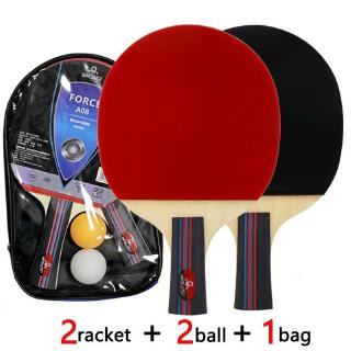 juego de 2 raquetas de goma de ping pong bat, raqueta de tenis de mesa, con estuche de transporte y 2 bolas de tenis de mesa, mango corto y largo