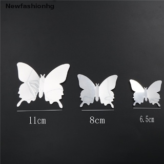 (newfashionhg) 12 unids/set espejo sliver 3d mariposa pegatinas de pared fiesta boda decoración en venta (8)