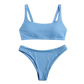 shein^_^ mujeres rayas push up corte alto cintura alta halter bikini conjunto de dos piezas traje de baño (2)