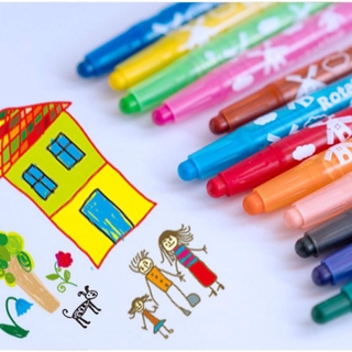 12 colores, 24 colores, 36 colores giratorios crayon kindergarten premios pintura infantil pinceles para colorear no tóxico estudiante pasteles al óleo
