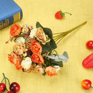bylstore - ramo de flores artificiales (21 cabezas, diseño de rosas de seda, ramo de flores artificiales)