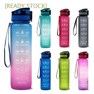 Esmerilado recordatorio al aire libre a prueba de fugas taza deportes botellas Fitness Tritan Material botella de agua/Multicolor