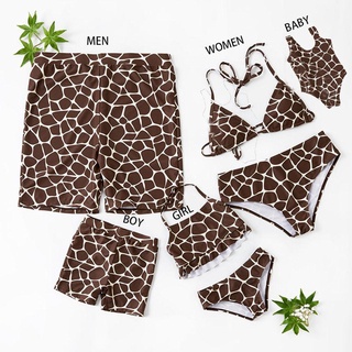 Bebé bebé leopardo impresión familiar Bikini de una pieza trajes de baño traje de baño ropa de playa/bebés Kvntyusc.Br