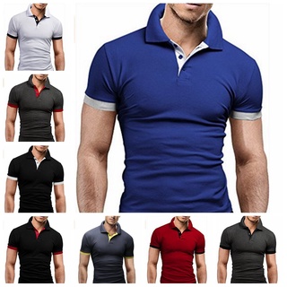 Los Hombres Polo T-Shirt Slim Plain Camisas De Manga Corta Camiseta Negro Gris Blanco Azul Marino Rojo