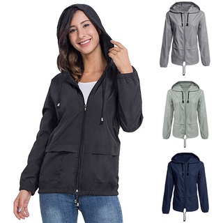 Women Lightweight Hooded Waterproof Raincoat Windbreaker Outdoor Rainy Jacket Coat