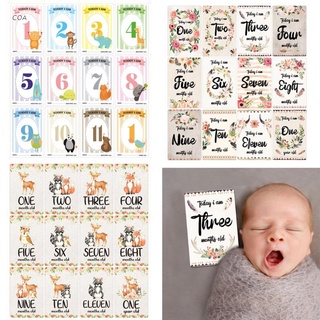 COA 12 Sheet Baby Monthly Milestone Cards Birth to 12 Months Photo Prop Moment Cards