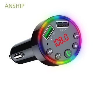 ANSHIP Car Kit Car Bluetooth Dual USB Modulator Transmitter MP3 Player Atmosphere Lamp LED Display Fast Charger Compatible 5.0 FM