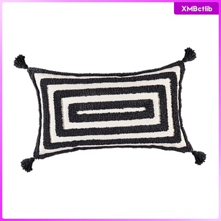 fundas de almohada geométricas suaves tufted de cuatro esquinas borla texturizada sofá decoración (2)