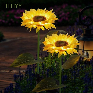 titiyy 2 piezas decorar luz solar suelo enchufe pila lámpara girasol lámpara jardín sol flor césped creatividad al aire libre