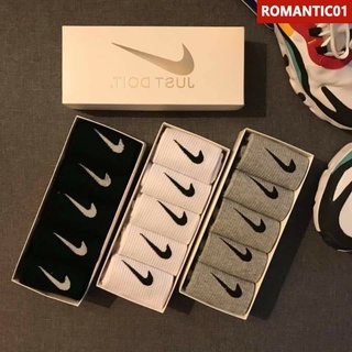 Promotion 5 pares originales de calcetines de algodón transpirable NIKE baratos para hombres y mujeres (en caja) romantic01_co