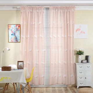 dormitorio pastoral blanco diente de león bordado cortina transparente sala de estar lino cortinas de tul (1)