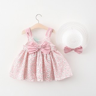 spot 2021 niñas vestido de verano ropa de los niños nueva floral color sólido arco liguero falda adecuada para niñas de 9 meses a 3 años de edad para enviar el mismo sombrero de arco