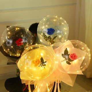 1 juego de globos luminosos led, ramo transparente, bola de rosas