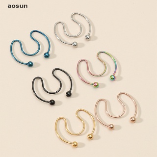 aosun 6Pcs Stainless Steel Nose Ring Piercing Nose Stud Clip Sexy Body Jewelry co