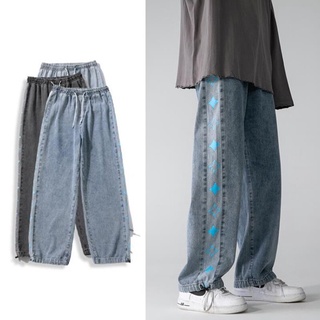 Los hombres Jeans sueltos rectos Jeans Casual ancho pierna pantalones Hip Hop pantalones