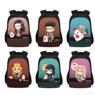 New Demon Slayer Bakcpack Anime Cartoon Q Version Tanjirou Zenitsu Nezuko Printing Students Bag School Gift For Kids Large Capacity
