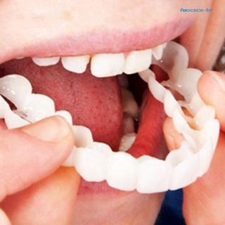 am 2pcs silicona simulación parte superior inferior dientes dentadura blanqueamiento falso cubierta dental (5)