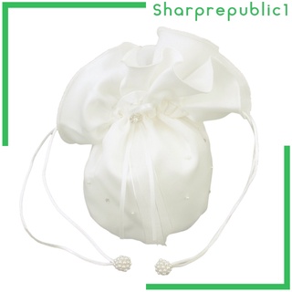 Shpre1 bolsa De mano De satén con perlas blancas Para novia/bodas/regalos De boda