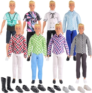 8 piezas Kens ropa y aleatorio 4 pares de zapatos para Ken Doll