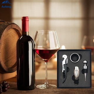(formyhome) juego de abridor de vino 4 unidades de tapón de vino vertidor sacacorchos con caja herramientas de barra