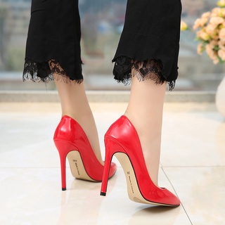 Tamaño 35-46 nueva moda OL tacones altos minimalista zapatos de mujer con alto 11CM Stiletto puntiagudo solo zapatos (3)