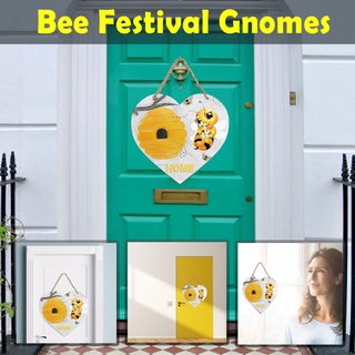 cartel de bienvenida de puerta delantera - creativo en forma de corazón feliz abeja festival signo