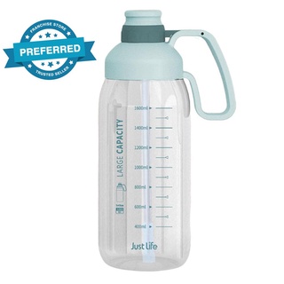Botella de agua portátil de gran capacidad de 1800 ml con escala deportiva taza para adultos al aire libre botella K0C9