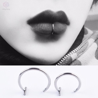 Mujeres labios anillos médico titanio acero nariz anillo falso nariz anillo Septum Piercing Clip en la boca anillo falso Piercing cuerpo (2)