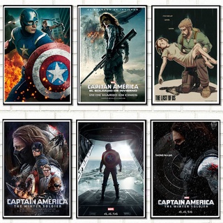Capitán América El Invierno Soldado Marvel Película Póster Krafe Papel Arte Retro Decoración Del Hogar Pegatinas De Pared