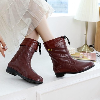 Estilo de moda botas de lluvia en tubo más calor de terciopelo, botas de lluvia antideslizantes, botas impermeables