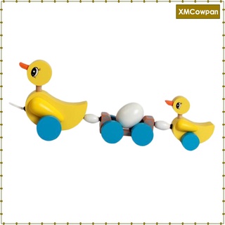 Yellow Duck Pull-Along Wooden Toy, Bright Colors for Toddler Baby Walker (5)