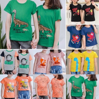 Niños algodón camisetas de dibujos animados impreso cuello redondo verano mangas cortas Baju