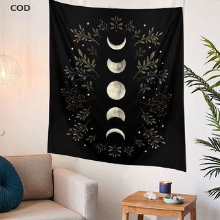 [cod] tapiz vintage moon phase colgante de pared mooonlight hoja de olivo negro tapices calientes