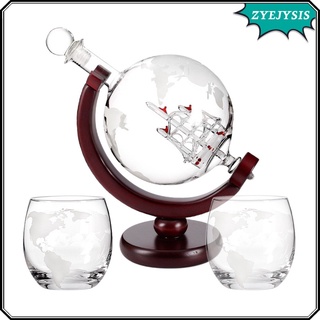 Whiskey Decanter Globe Set Glass World Map Home Liquor Decanter for Men Gift (5)